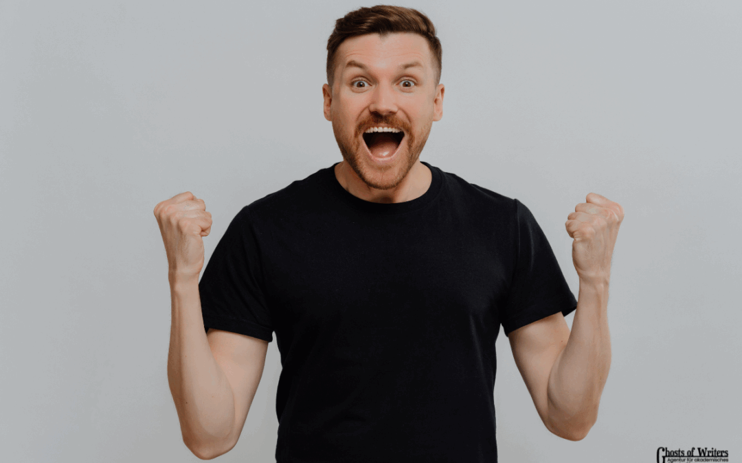 Ghostwriter Jura Hausarbeit. Person freut sich