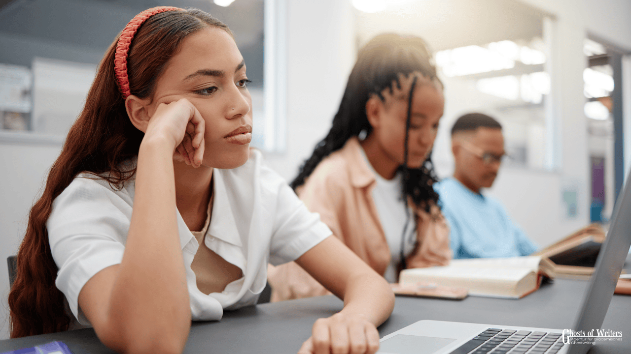 Klausur schreiben lassen. Schüler sitzen vor einer online Klausur